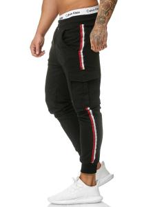 Black Cargo Stripe Sweatpants Joggers