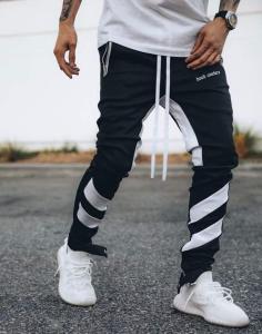 Black Cargo Stripe Sweatpants Joggers